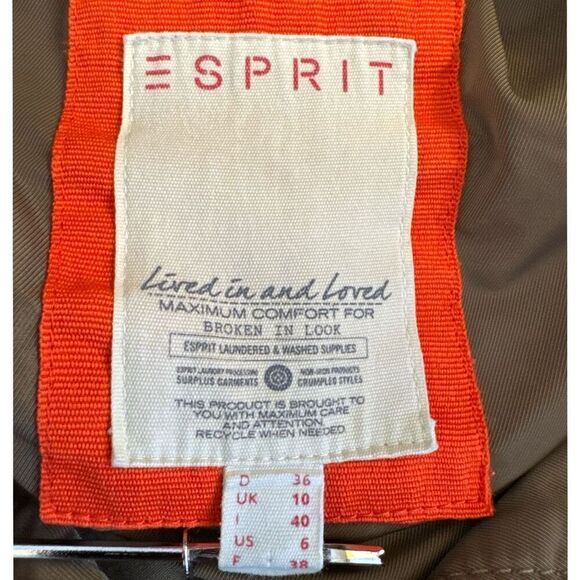 Esprit Military Style Utility Jacket Womens Size 6 Casual Cargo Coat Vintage Tan - Picture 8 of 11